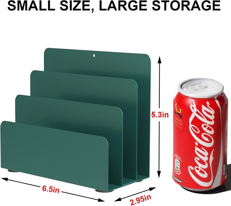 OUTIOE Mail Organizer Countertop, Small Desk File Organizer, Metal File Holder - Essential Workspace Organizers for Office Desk, Home Office (Green) - Image 3